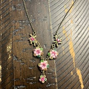 Michal Negrin pink floral necklace